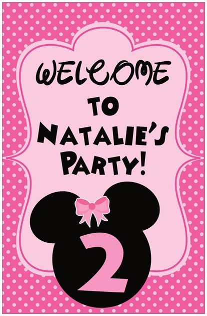 Welcome Door Sign Banner Minnie Mouse Inpsired Birthday Party Il_170x135