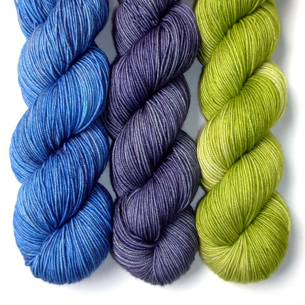 Tight Twist MCN Fingering Yarn - Peapod Triplet, 400 yards
