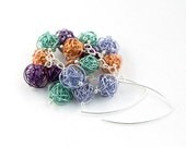 wire wrapped jewelry Earrings orange, mint, lilac and violet handmade wire Balls on Matte Black Plated Metal Earring Hooks, very lightweight - goodrun wire wrapped jewelry Earrings orange, mint, lilac and violet handmade wire Balls on Matte Black Plated Metal Earring Hooks, very lightweight - goodrun