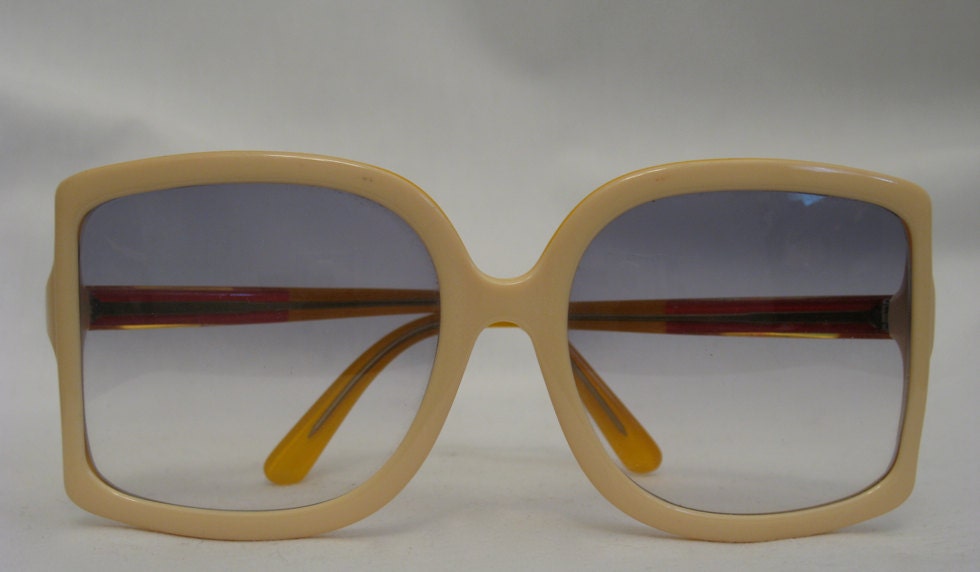 Vintage 70s Z Club Paris Sunglasses Huge Lenses Yellow - bigyellowtaxivintage