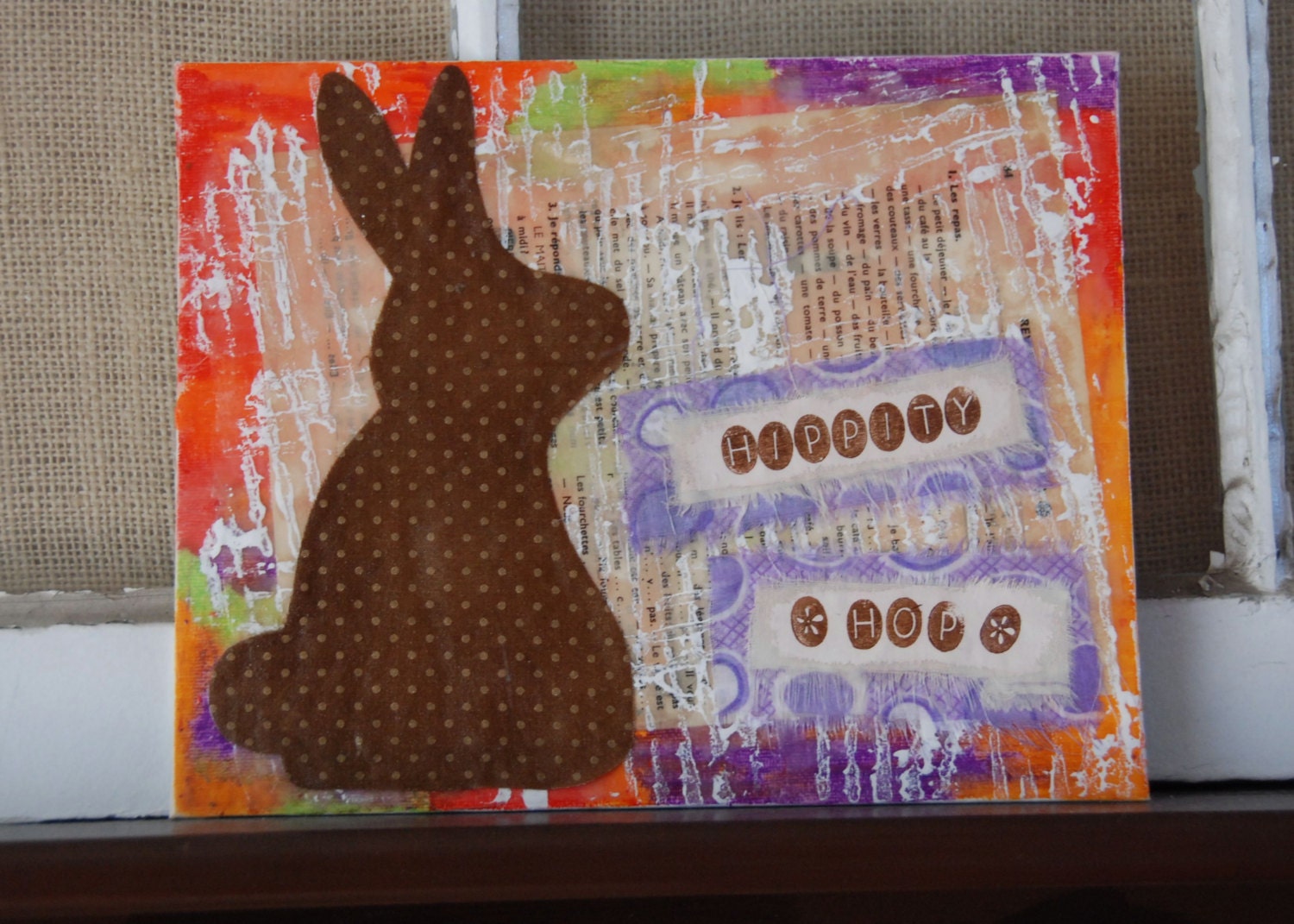 Hippity Hop - Chocolate Easter Bunny Mixed Media Art