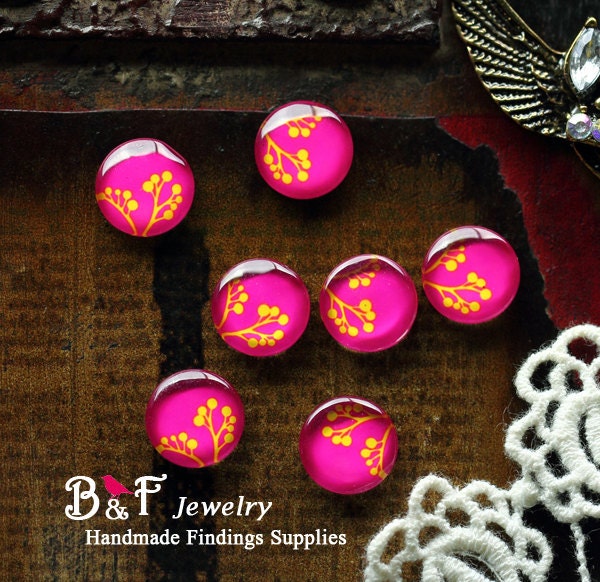 10pcs 12mm Handmade Photo Glass Dome Cabochons (Bud)  -- HBL017-12