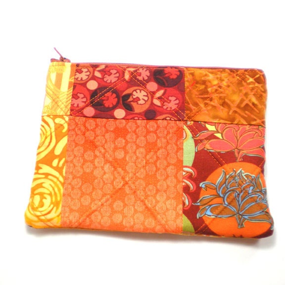 All-Purpose Zipper Case Orange and Yellow Patchwork