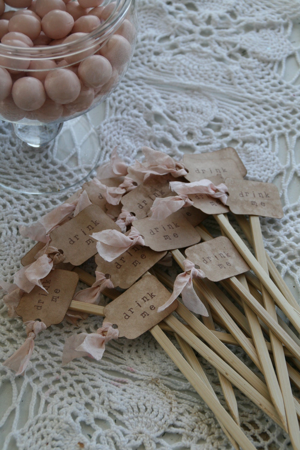 SWIZZLE STICKS - Drink Me - Wedding, Alice in Wonderland, Carnival Wedding, Party - Set of 25