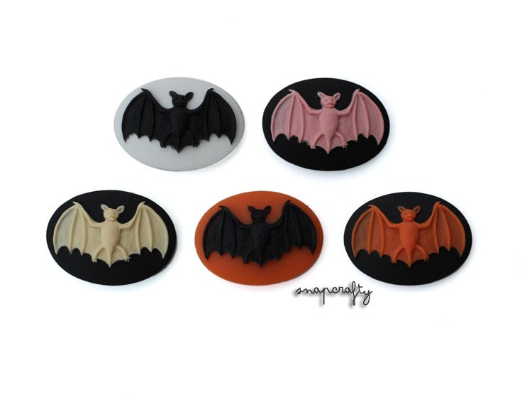 4pc 25x18mm spooky bat cameos, choose your colors to create beautiful pendants and charms