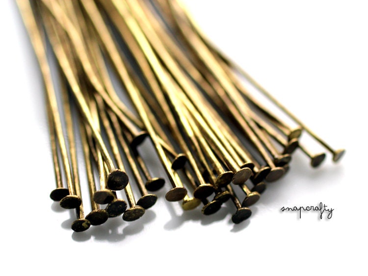 50pc antique brass lead-free head pins, high quality headpins for your jewelry designs