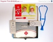 Pickers Sale. Hasbro Nurse Kit in Cardboard Box, Display, Collectible, Paper Hat