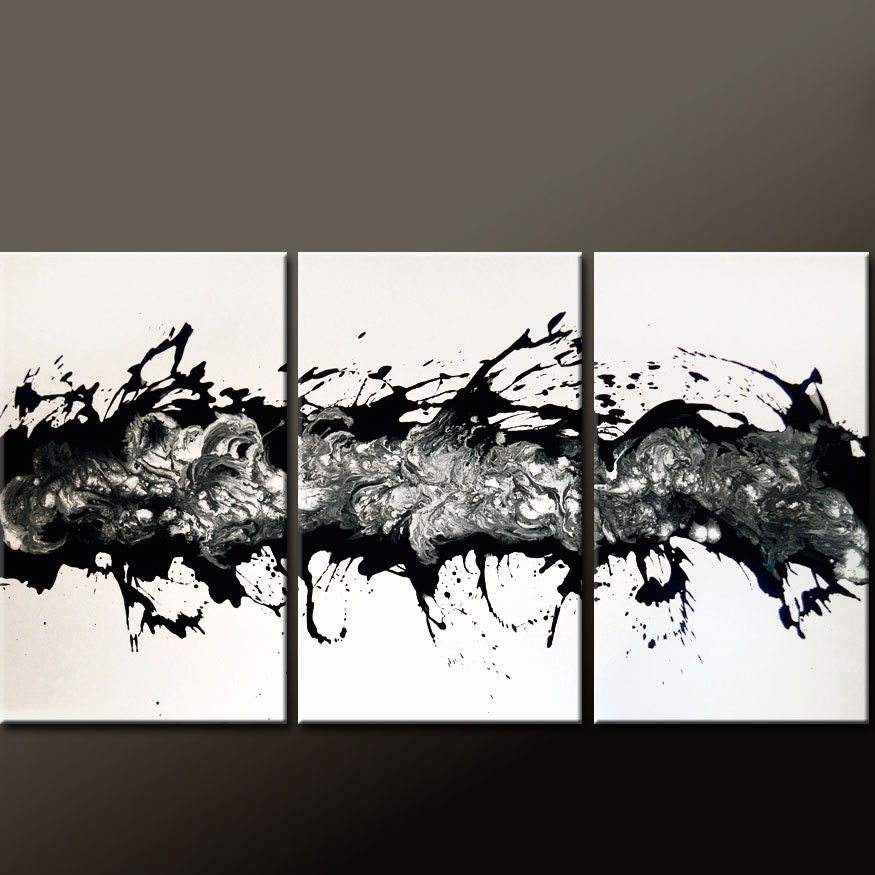 Abstract Canvas Art Painting 4pc 72x36 Contemporary Original Modern Art by Destiny Womack  - dWo -  When Thoughts Run Wild