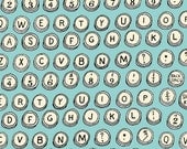 TYPEWRITER KEYS Aqua Turquoise -Type collection by Julia Rothman - Cotton Quilt Fabric - by the Yard