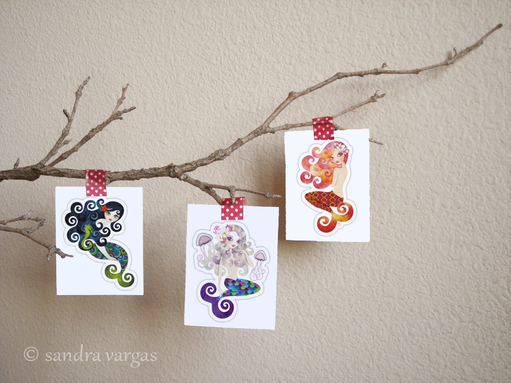 Mermaid Series Vinyl Stickers Set of 3 - Aquamarine, Coraleen and Amethyste