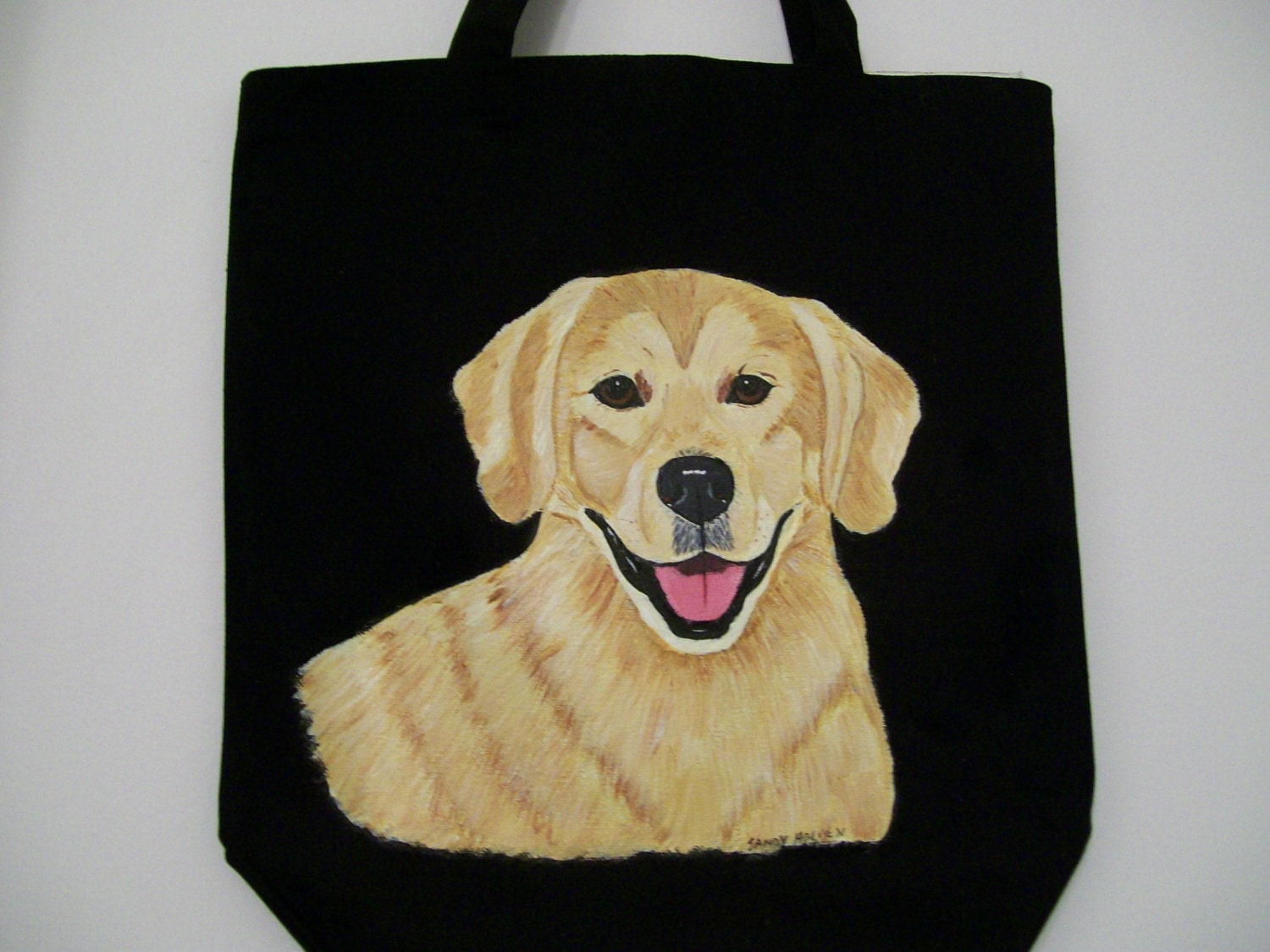 Reuseable Canvas Tote with a Golden Retriever Dog