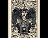 Sphinx woodcut limited edition Arcanum Bestiarum bestiary print