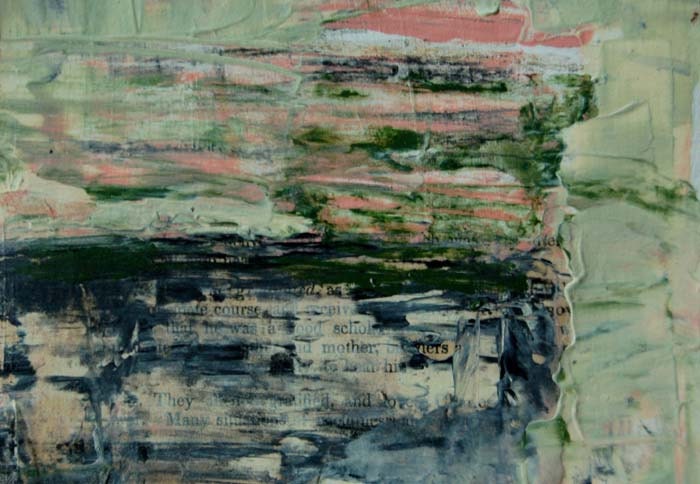 Acrylic Abstract Painting Mother Original, Watercolor Paper, Black, White, Muted Colors, Pink, Pale Yellow