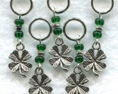 4 Leaf Clover PhatFiber March Celtic Theme Lucky Clover Stitch Markers Set of 5 /SM76