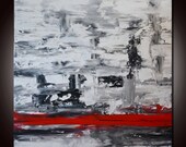 Large Red Painting, Red Abstract, Ready to hang, Abstract painting, Large Abstract Expressionist Painting- Original Red painting 36x36