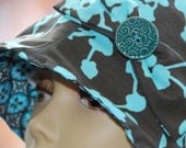Womens Reversible Cloche Hat in Blue Floral