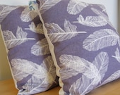 Screen Printed Feather Pillow in Plum on 100% linen by Willywaw