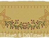 MACHINE EMBROIDERY-Berry Star Garland Towel Band-Colorwork-Large Split (2 parts) Immediate Download