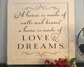 A house is made of walls and beams...unique sign on reclaimed wood - Black and Cream