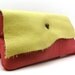 Mod Little Leather Clutch in Pink and Chartreuse