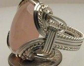 Handmade Solid Sterling Silver Wire Wrap Rose Quartz Ring