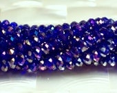 Rondelles 4 x 3mm strand Royal Blue AB Chinese crystal 50pcs
