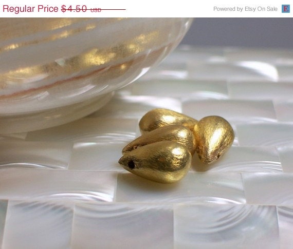 ON SALE Beads 22kt Gold plated teardrop 4 pcs