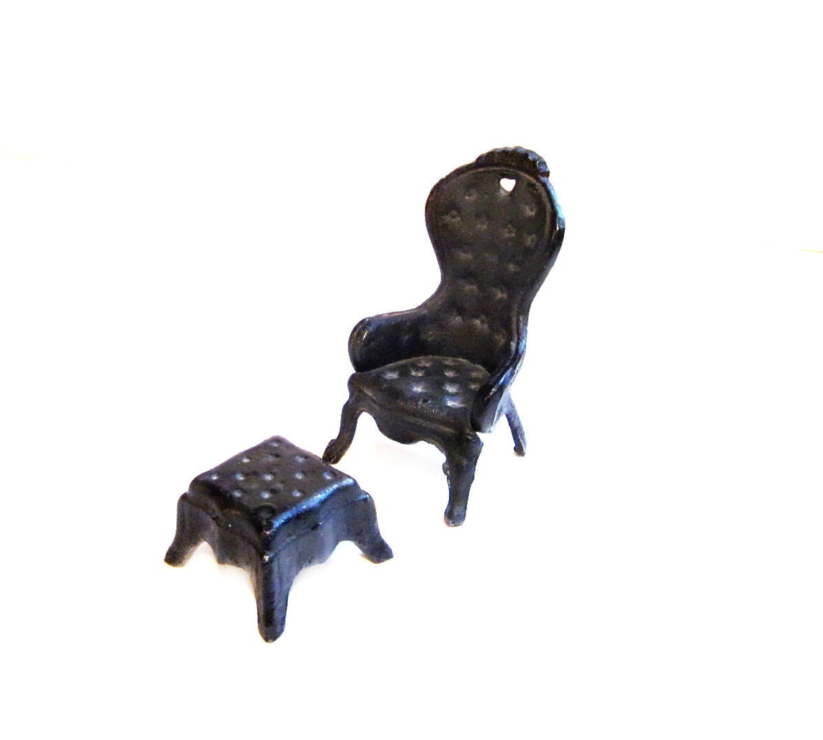 Cast Iron Dollhouse Furniture, Chair / Ottoman