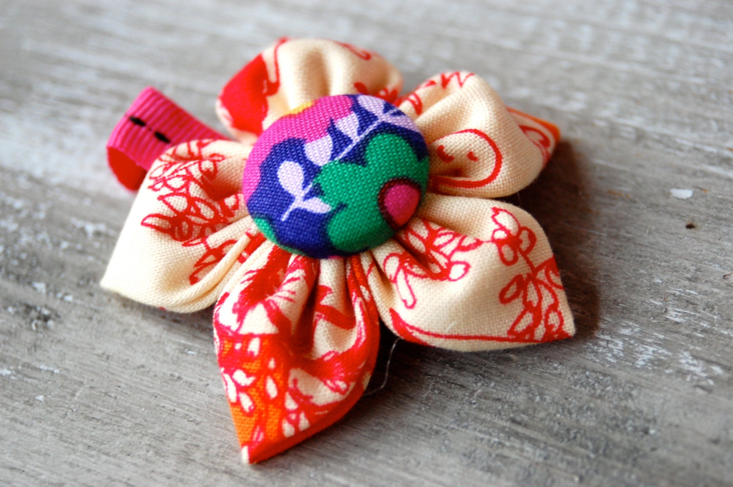 fabric flower hair clip