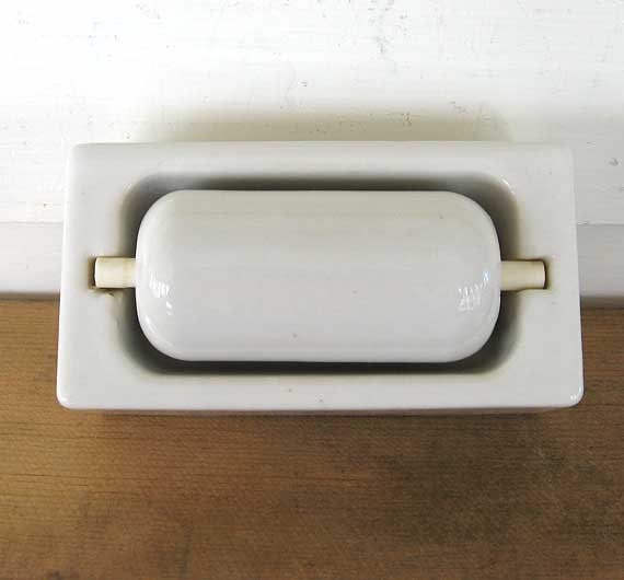1940s Vintage Office Desk Porcelain Moistener for Stamps, Tape, Unused in Box