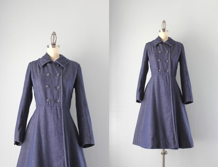 1970s Princess Coat / Vintage 60s Military Coat / Double Breasted 1960s Princess Coat