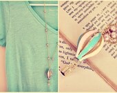 The little hot air balloon. a whimsical & sweet vintage style necklace. long.