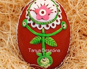 Ukrainian Easter Egg Pysanka Pink Flower by Tanya Besedina