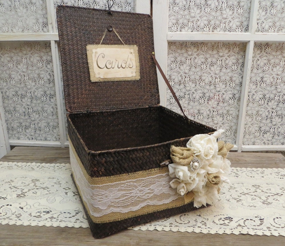 Lacey Rustic Wedding Card Holder Large Basket