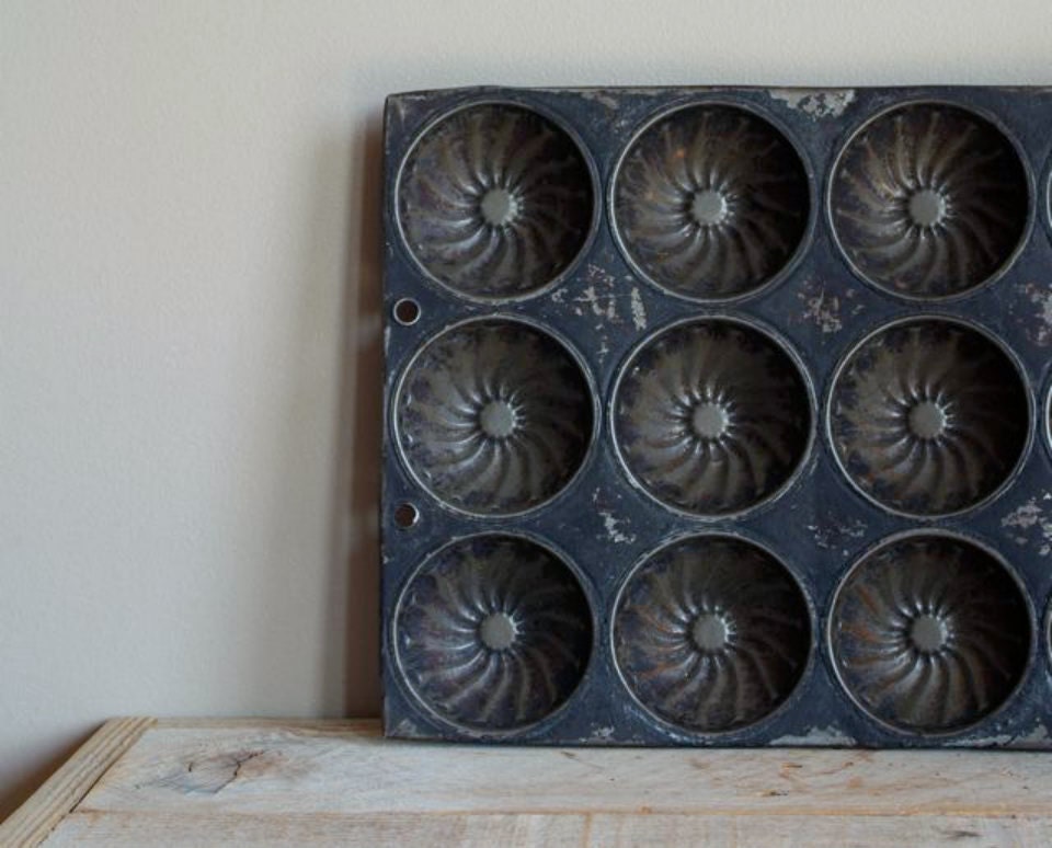 Vintage Muffin Pan, Household Organizer, Baking Supply, Vintage Tin, Seed Starter, Plants, Garden