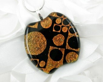 Dichroic Glass Pendant Copper Brown and Black