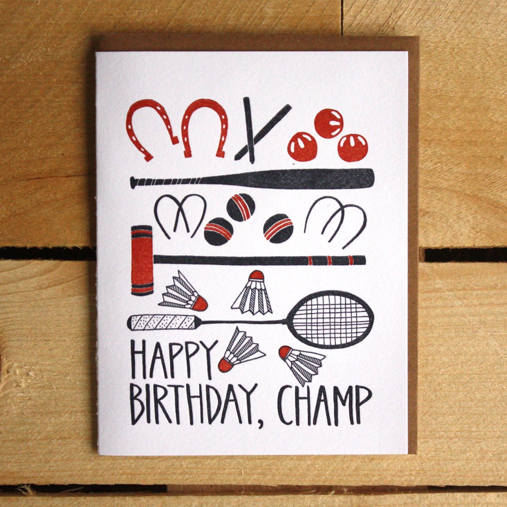 Happy Birthday Champ Letterpress Card