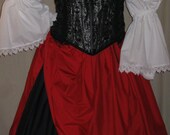 DDNJ U Design 4pc Reversible Corset Style Bodice Chemise Skirts Plus Custom Made Any Size Renaissance Gypsy Steampunk Medieval Pirate Wench