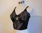 50s bra / 1950s Peep  Boo Bra Lace Lily Of France Pin Up Long Line Mad Men