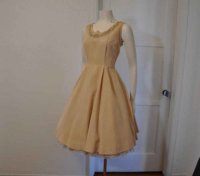 1950's dress / Perfectly Trimmed Vintage 50's Full Skirt Dress and Bolero Jacket