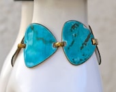 Mid Century Modern Turquoise Blue Enamel Vintage Bracelet