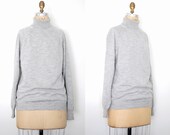 70s grey sweater / vintage oversized sweater / heathered grey turtleneck sweater