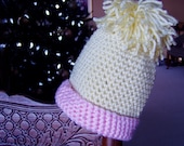 Crochet Hat - for Newborn Infant - Yellow and Pink
