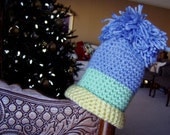 Crochet Hat - for Newborn Infant - Blue, Green and Yellow