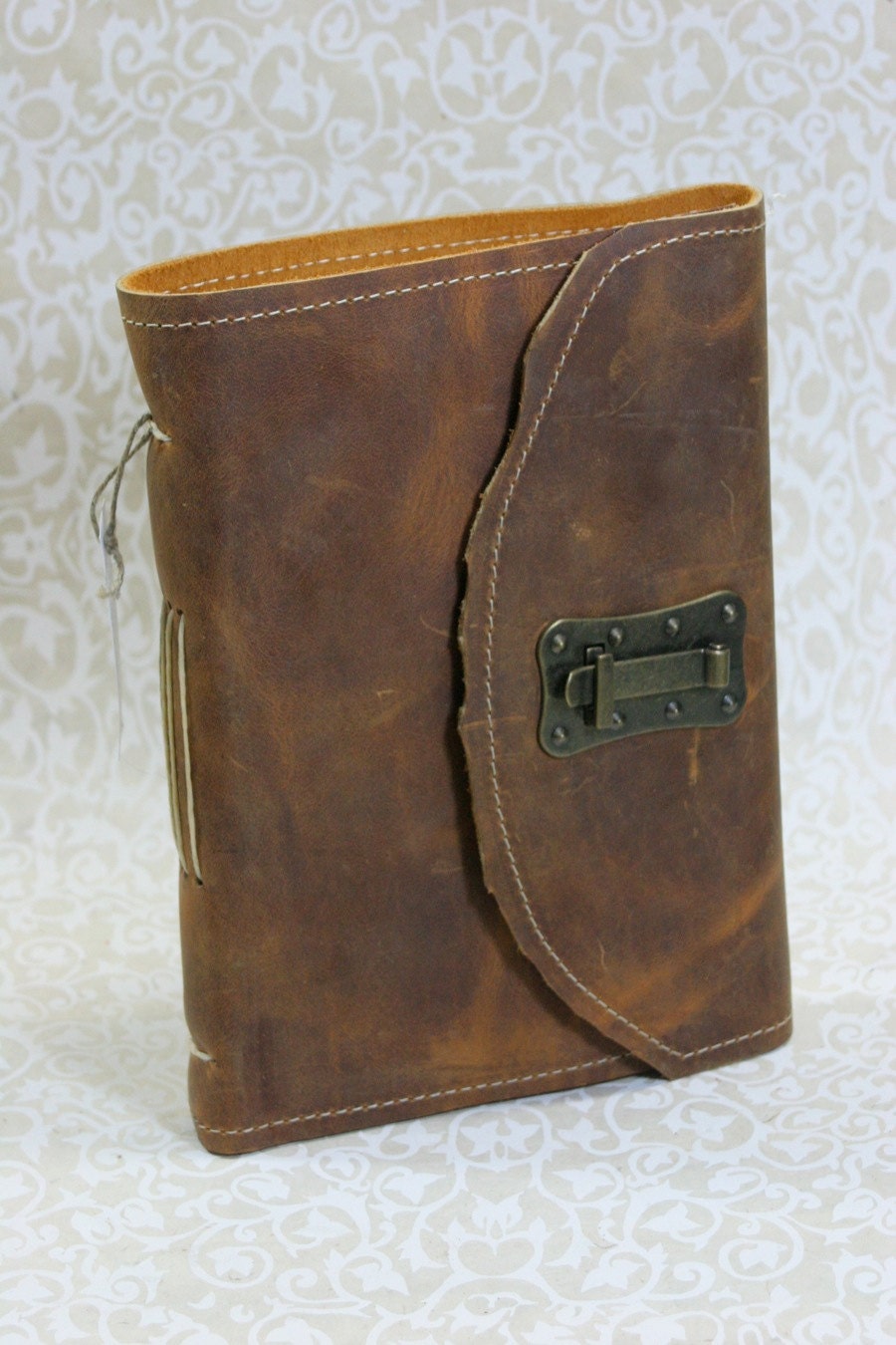 Heirloom Wedding Guest Book in Brown Leather