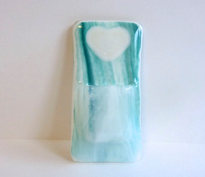 Aqua and White Glass Pocket Magnetic Vase