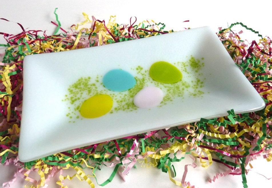 Easter Egg Fun Rectangular Fused Glass Dish