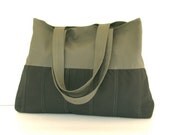 Sale - Black/Grey Canvas Tote - Pleated Bottom, shoulder bag, handbag, gym bag, everyday bag, durable