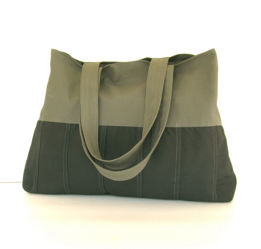 Sale - Black/Grey Canvas Tote - Pleated Bottom, shoulder bag, handbag, gym bag, everyday bag, durable