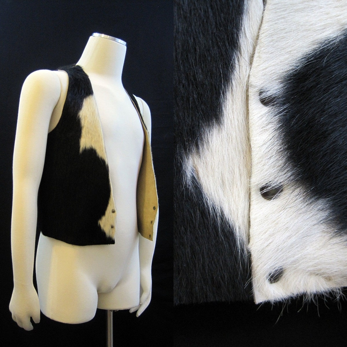 Cow Pony Vest Vintage Mens Fur Western Cowboy Vest